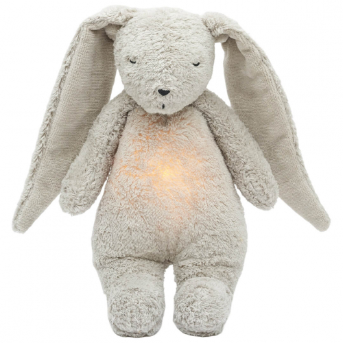 moonie knuffelkonijn met nachtlamp en geluid - gray natur - 28 cm