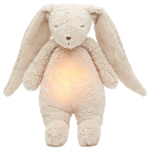 moonie knuffelkonijn met nachtlamp en geluid - sand natur - 28 cm