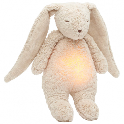 moonie knuffelkonijn met nachtlamp en geluid - sand natur - 28 cm