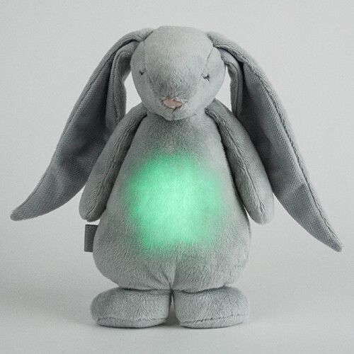 moonie knuffelkonijn met nachtlamp en geluid - silver - 28 cm