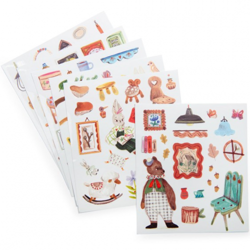 moulin roty kleur- en stickerboek les minouchka's