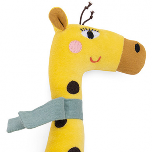 moulin roty knuffelgiraffe met rammelaar les toupitis - 30 cm