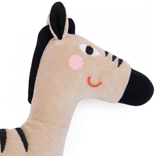 moulin roty knuffelzebra met rammelaar les toupitis - 21 cm