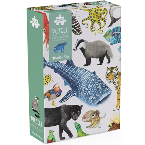 moulin roty puzzel dieren tout atour du monde - 200st