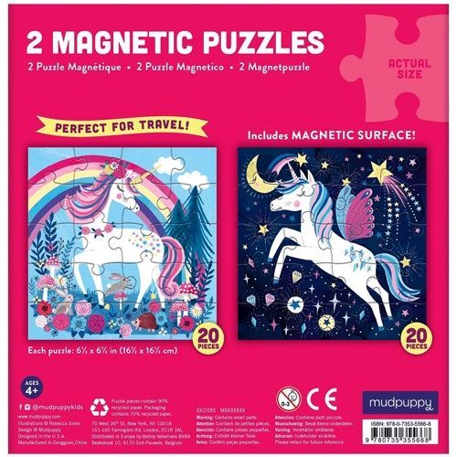 mudpuppy magnetische puzzels - magische eenhoorn - 2 x 20st