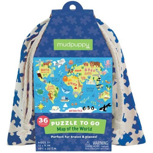 mudpuppy puzzel to go wereldkaart (36st)