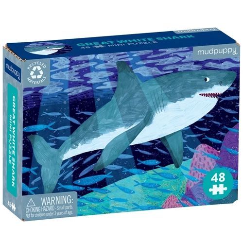 mudpuppy mini puzzel - witte haai - 48st