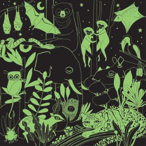 mudpuppy puzzel glow in the dark - jungle - 500st