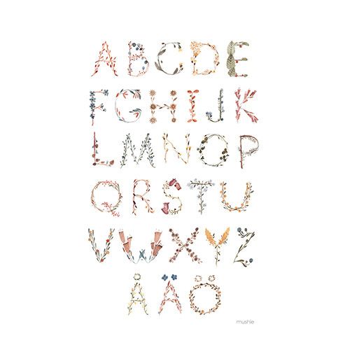 mushie poster alphabet floral - 29,7x42 cm