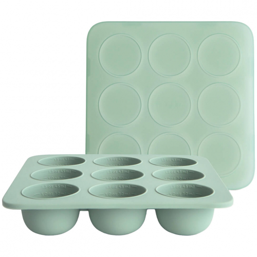 mushie siliconen invriesvorm babyvoeding - 9x45 ml - cambridge blue