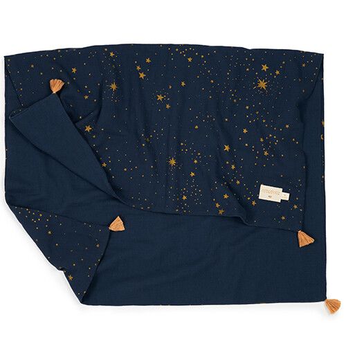 nobodinoz babydeken 100x70 cm - gold stella midnight blue