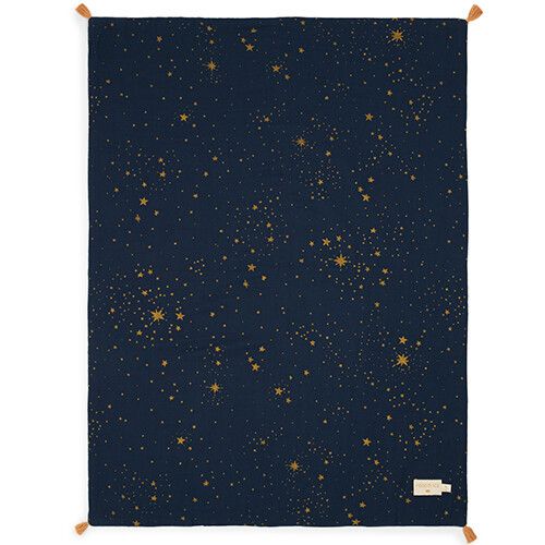 nobodinoz babydeken 100x70 cm - gold stella midnight blue