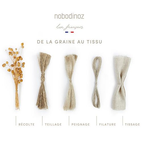 nobodinoz kussen lin français - leaf - noisette