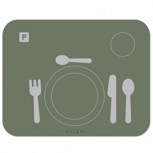 noui noui placemat leren tafeldekken - olive  -  43 cm