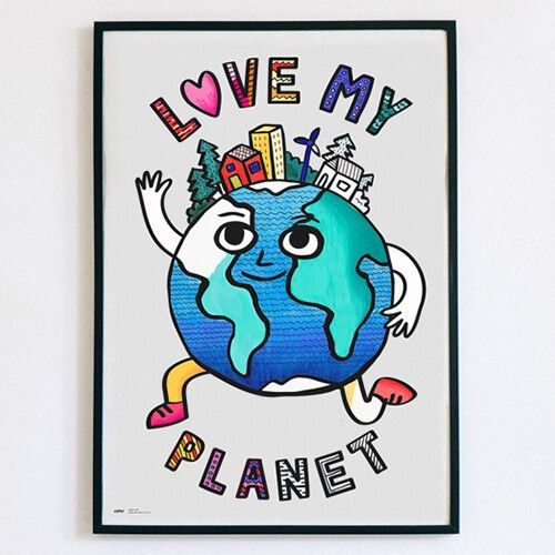 omy inkleurposter love my planet + 4-kleuren potlood