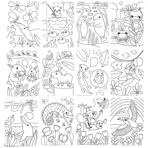 ooly kleurplaten undercover art rainforest fun - 12st