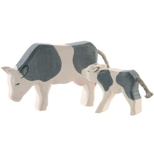 ostheimer koe grazend - zwart - 14 cm