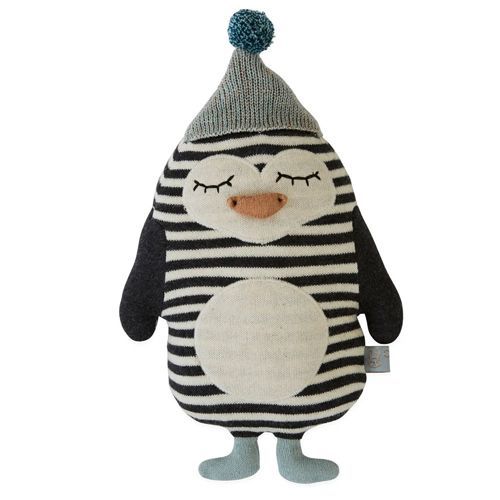 oyoy knuffelkussen pinguïn bob - 26 cm