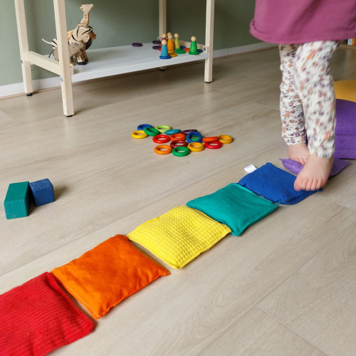 pit and play pittenzakken - regenboog lichtgroen - 6st