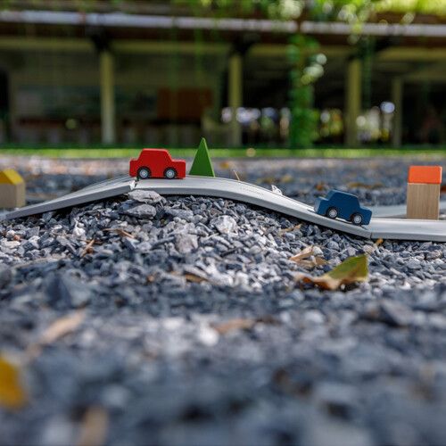 plan toys dubbelzijdige autoweg road and rail - 12st