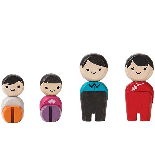 plan toys poppenhuispoppen aziatische familie 4 st - 6 cm