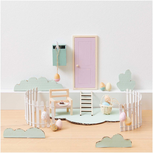 miniatuur houten stoel - 8 cm