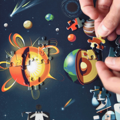 poppik puzzel met poster astronomie - 500st