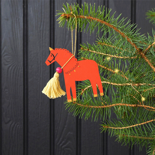 rex london kersthanger paard met kwastje - rood