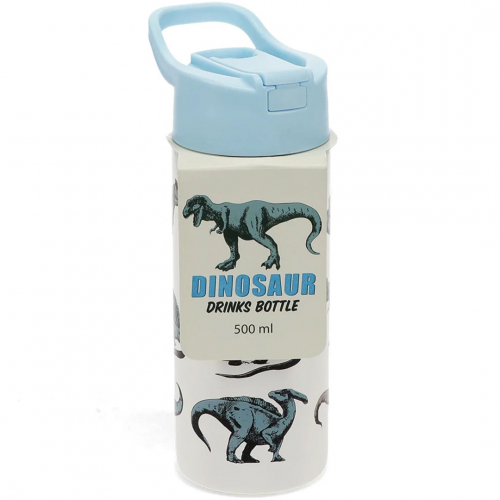 rex london rvs drinkfles met rietje - dinosaur - 500 ml