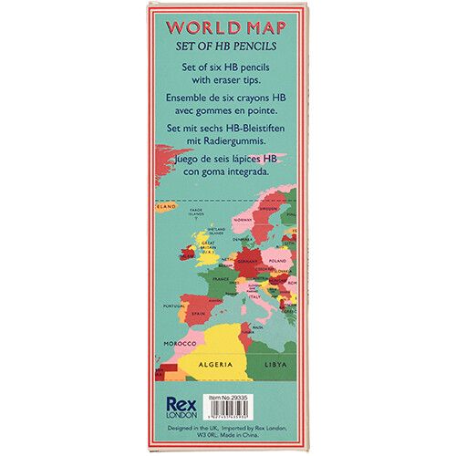 rex london hb potloden world map - 6st