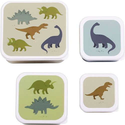 a little lovely company lunchbox set - dinosaurussen - 4st