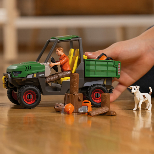 schleich farm world houtzager met voertuig