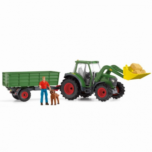 schleich farm world tractor met aanhangwagen