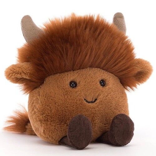 jellycat amuseabean vache en peluche highland cow - 10 cm