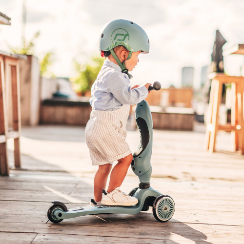 scoot and ride 2-in-1 loopfiets en step - highwaykick 1 - olive  