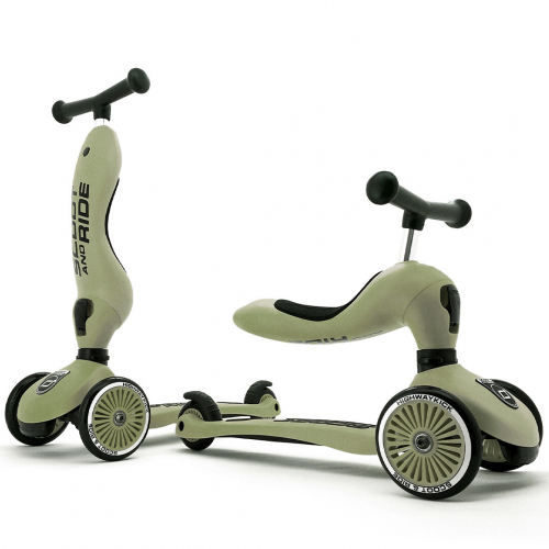 scoot and ride 2-in-1 loopfiets en step - highwaykick 1 - olive  