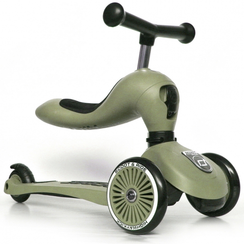 scoot and ride 2-in-1 loopfiets en step - highwaykick 1 - olive  