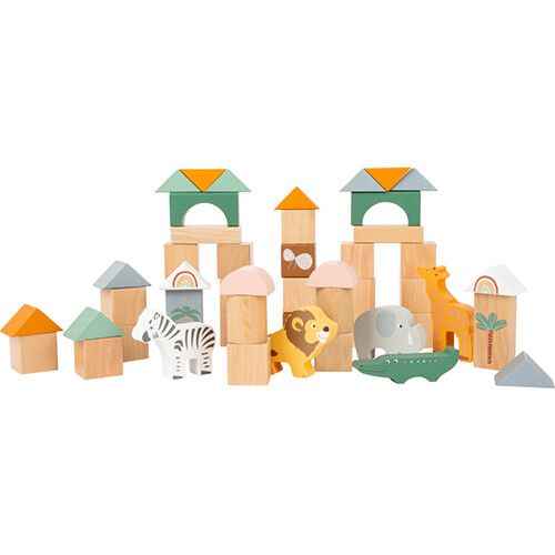 small foot bouwblokken met speelfiguren safari - 50st