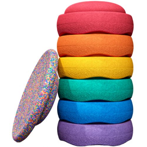 stapelstein rainbow met confetti balance board - classic - 7st  