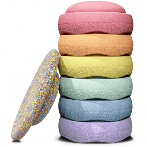 stapelstein rainbow met confetti balance board - pastel - 7st   