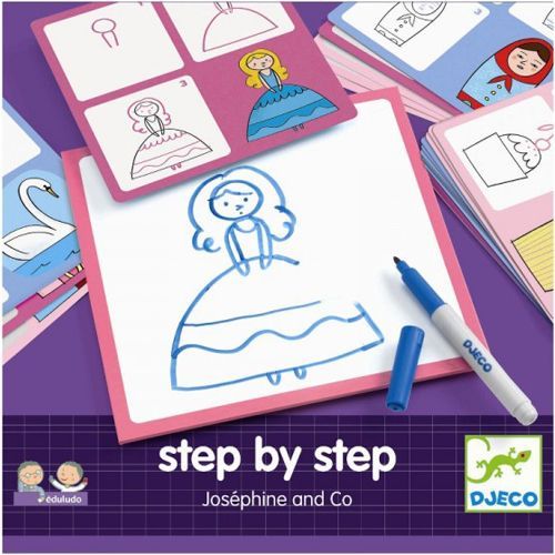 djeco tekenkaarten step by step prinsessen