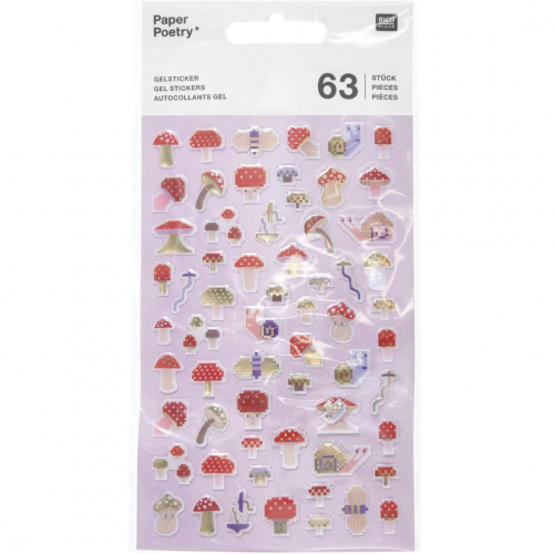 gelstickers pixel paddenstoelen - 63st