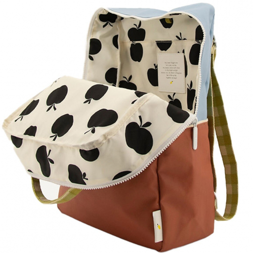 sticky lemon rugzak colourblocking - blue berry - willow brown - pear green - 38 cm