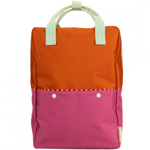 sticky lemon rugzak colourblocking - gravel orange - rosette pink - 38 cm