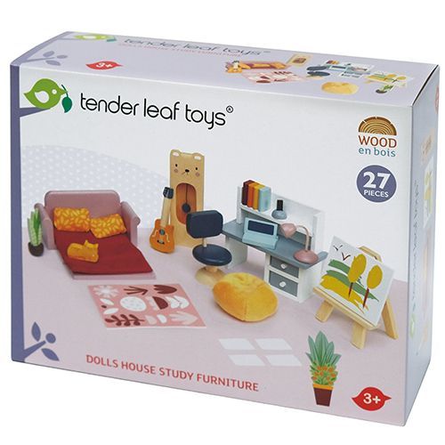 tender leaf toys poppenhuis werkkamer - 27-delig