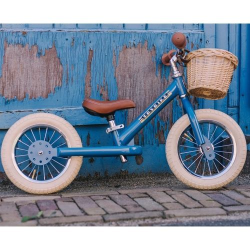 trybike steel 2-in-1 loopfiets vintage blauw / bruin   