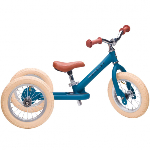 trybike steel 2-in-1 loopfiets vintage blauw mat - bruin 