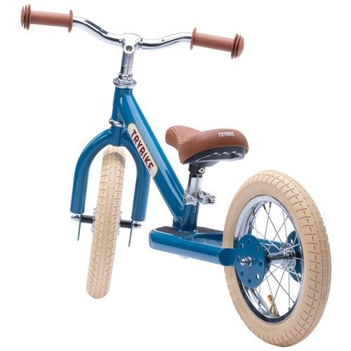 trybike steel loopfiets vintage blauw / bruin 