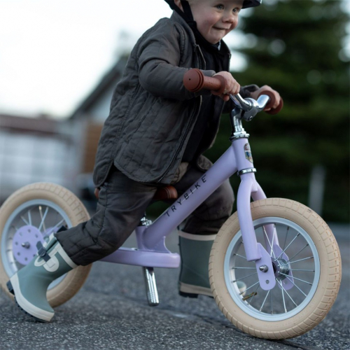 trybike steel loopfiets vintage lila - bruin   