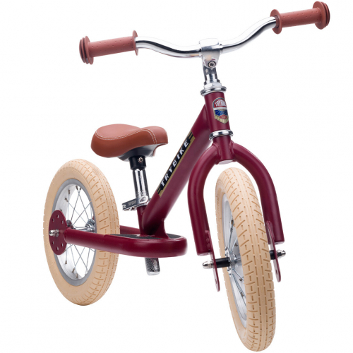 trybike steel loopfiets vintage rood mat - bruin